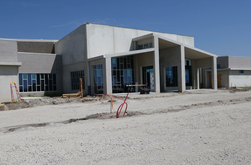 As viewed on Oct. 14, 2022, the new 325th Force Support Squadron Child Development Center (CDC) continues construction at Tyndall Air Force Base, Florida. The completion of the new CDC facility will mark a massive milestone in Tyndall’s rebuilding efforts toward becoming the “Installation of the Future.” USACE PHOTO CHUCK WALKER