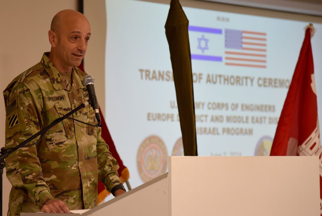 U.S. Army Chief of Engineers and Commanding General of the U.S. Army Corps of Engineers Lt. Gen. Scott Spellmon delivers remarks