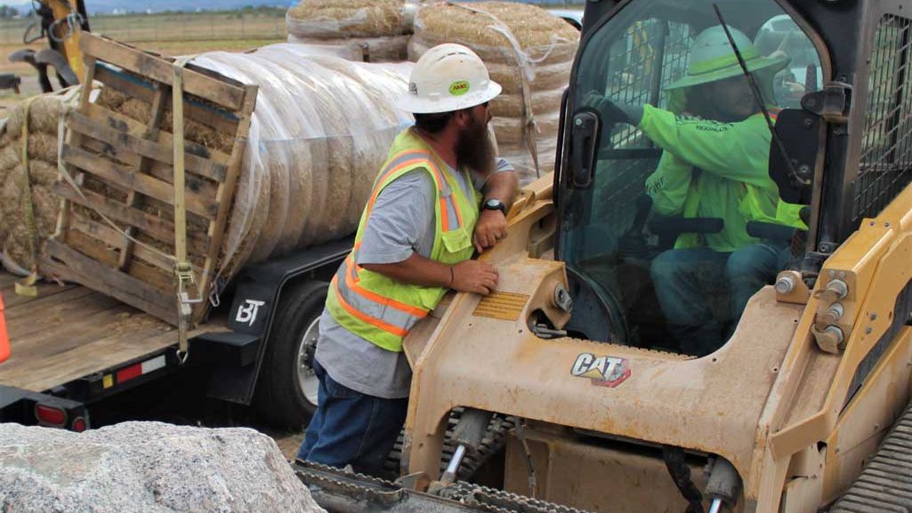 U.S. Army Corps of Engineers Los Angeles District contractors stage equipment and supplies in preparation for construction on the new South Wilmot Gate project following the groundbreaking ceremony Aug. 22 at Davis-Monthan Air Force Base in Arizona. USACE PHOTO BY ROBERT DEDEAUX