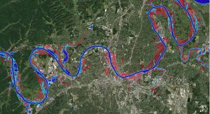map shows the Cumberland River in Middle Tennessee during the February 2025 heavy rain event