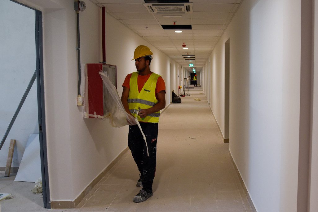 Contractors continue to work on barracks renovations at Caserma Ederle in Vicenza, Italy July 9, 2025. Construction in Vicenza is progressing for multiple projects. Europe District is managing construction of the projects in close coordination with Southern European Task Force, Africa; U.S. Army Garrison Italy; and Italian construction partners. (U.S. Army photo by Hannah Mitchell)