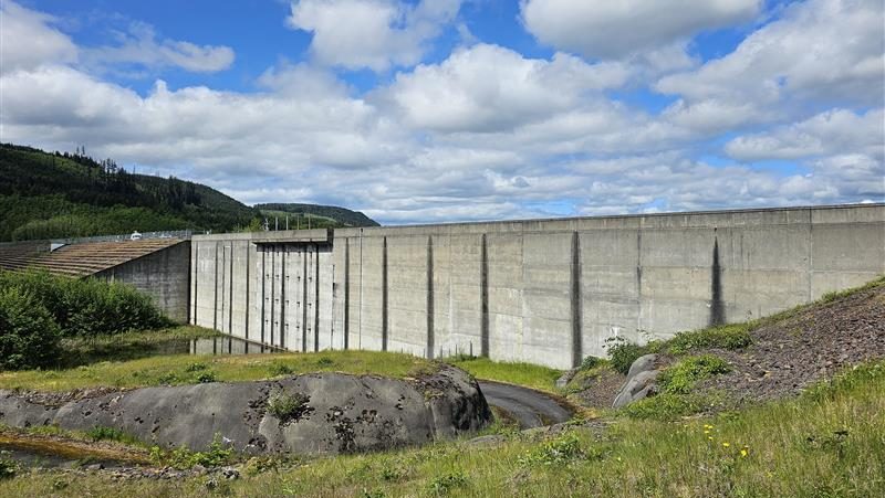 A portion of the Mount St. Helen's Sediment Retention Structure is shown here on May 21, 2025. After Mount St. Helen's eruption in 1980, the U.S. Army Corps of Engineers worked to offset the impacts of the flow of debris into the Toutle, Cowlitz and Columbia rivers. The Sediment Retention Structure, completed in 1989, keeps hundreds of millions of cubic yards of sediment from rushing down the Toutle River, preventing significant flooding and navigation problems.