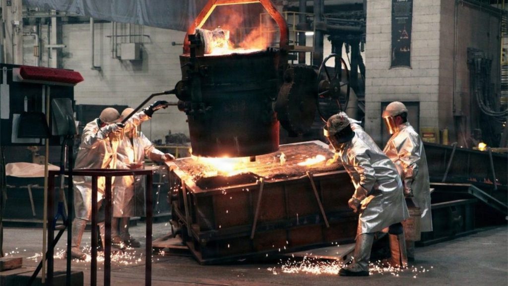 Molten metal fills molds on the foundry floor at Joint Manufacturing and Technology Center in Rock Island Arsenal, Illinois, April 23, 2026. Huntsville Center’s Energy Resilience and Conservation Investment Program recently tailored a major initiative aimed at modernizing energy infrastructure and improving installation resilience at Rock Island Arsenal, a major Army installation that is the home to more than 80 tenant organizations that provide critical products and services to all of our Armed Services. COURTESY PHOTO BY KERI SOLIZ