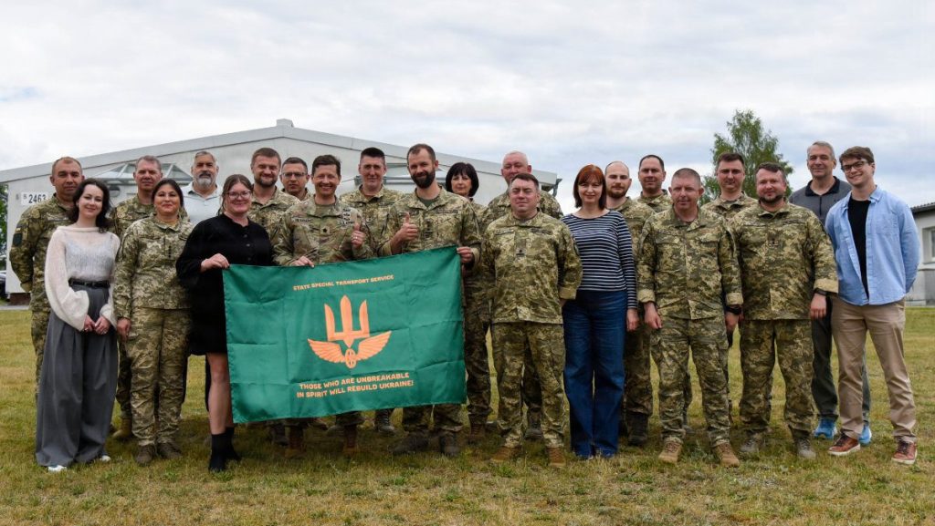 Members of Ukraine’s State Special Transport Service; the U.S. Army Corps of Engineers, Europe District; Security Assistance Group – Ukraine; and the Rebuilding Ukraine Association pose after wrapping up the third Strategic Program and Project Delivery workshop June 5 at U.S. Army Garrison Bavaria in Grafenwoehr, Germany. The goal of this workshop was to empower Ukraine to be able to better lead aspects of its own recovery by familiarizing SSTS representatives with advanced approaches to implementing large-scale infrastructure projects that will support the recovery and protection of critical infrastructure of Ukraine. U.S. ARMY PHOTO HANNAH MITCHELL