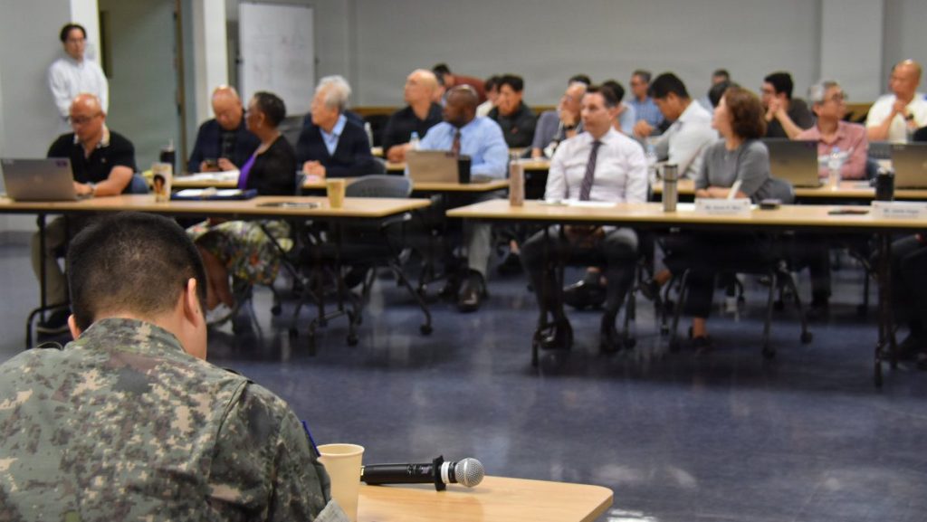 Members of the U.S. Army Corps of Engineers – Far East District and Republic of Korea Ministry of National Defense – Defense Installations Agency join for a symposium on June 1, 2026, at Camp Humphreys, South Korea. The agenda of this iteration of the workshops focused on construction change processes. Presentations from both agencies allowed both to learn from each other’s methods. USACE PHOTO BY RACHEL NAPOLITANO