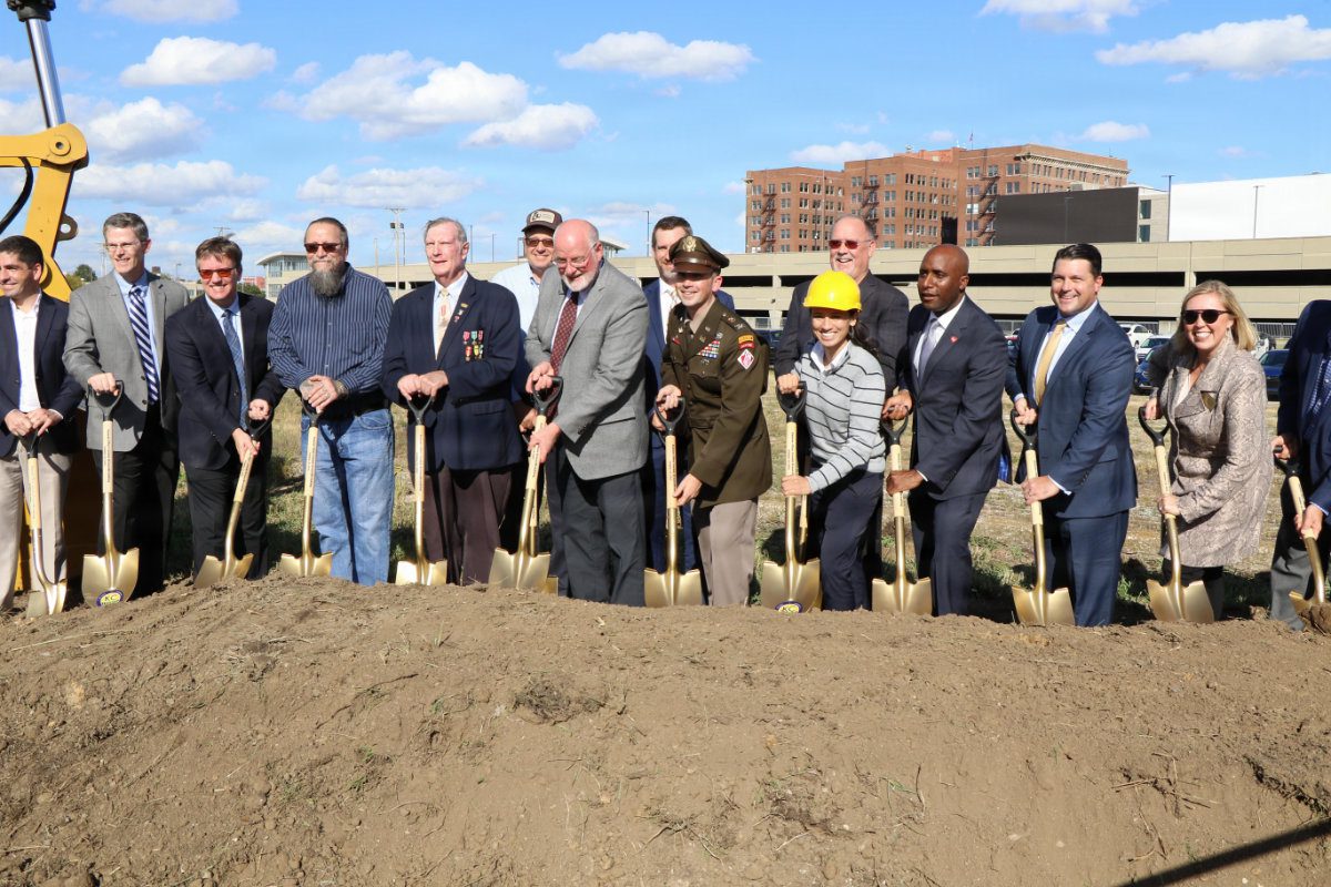 USACE officials and local partners perform a groundbreaking ceremony with golden shovels for the Kansas Citys Levees mega project.